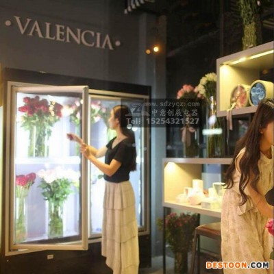 中意创展-湖北十堰风冷直冷鲜花柜黑色白色三面玻璃鲜花展示柜加湿鲜花店冷藏柜立式