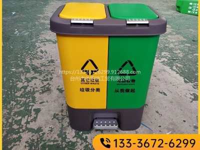 佑阳瑞20升脚踏分类垃圾桶手按加脚踏清洁桶幼儿园创城上海学校单位办公室干湿垃圾桶带盖客厅脚踩垃圾桶