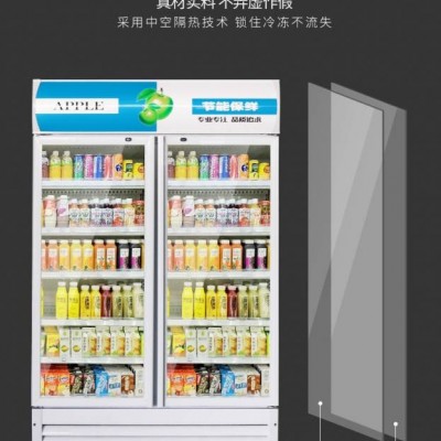 超市立式双门展示柜冷藏柜冰柜冰箱啤酒饮料牛奶保鲜柜便利店水果保鲜柜水果店无霜风幕机