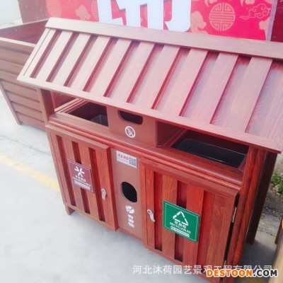 沐荷 源头厂家供应 环卫垃圾桶 铝合金垃圾箱 人字顶小屋造型垃圾箱 定做