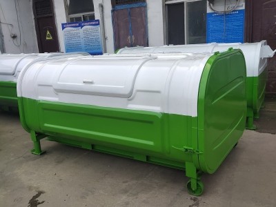 汇发3方勾臂垃圾箱环卫垃圾桶户外铁垃圾可移动不锈钢垃圾箱勾臂垃圾车铁制垃圾桶图1