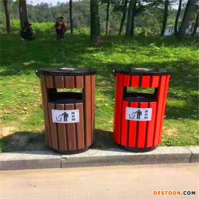 郑州木质仿古垃圾桶厂家 室外防腐木塑木垃圾箱 木质垃圾箱
