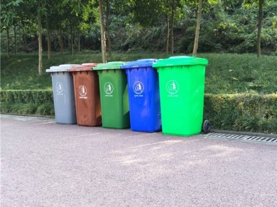 崇寿240L 室外垃圾桶 塑料垃圾桶 小区分类垃圾桶 可移动垃圾桶 车挂垃圾桶