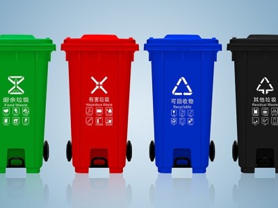 塑料垃圾桶   成都四色分类垃圾桶  240L户外环卫脚踩垃圾桶图1