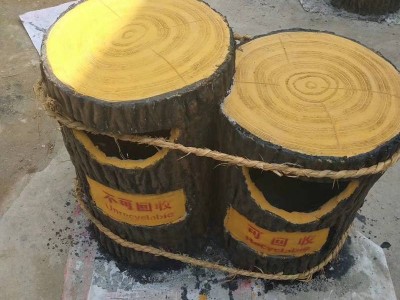 花园水泥垃圾桶果皮箱 多场景仿木垃圾桶 定制户外仿真树皮垃圾桶图1
