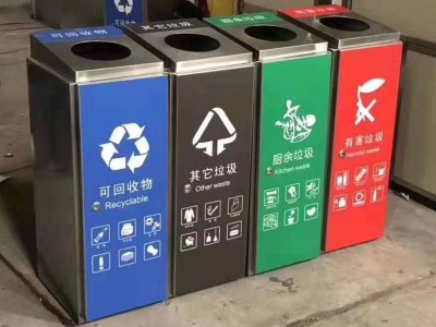 徐州成品镀锌板四分类垃圾箱批发 街道加厚保洁垃圾箱制品厂