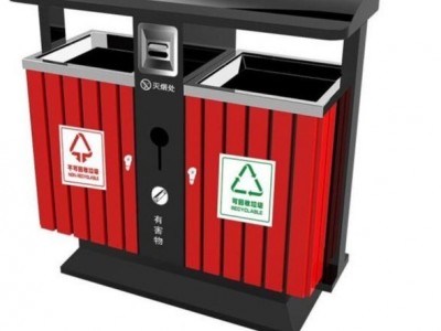 钢木垃圾桶双桶防腐分类垃圾箱两分类果皮箱户外果壳箱定制
