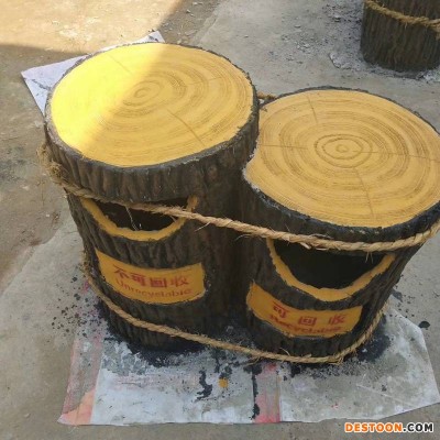 水泥仿木垃圾桶 公园混凝土仿木垃圾桶 景区仿树皮垃圾桶