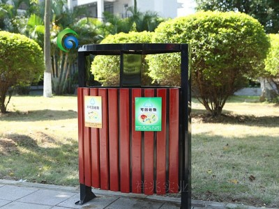 惠州钢木垃圾桶 户外 木质垃圾箱 分类户外垃圾桶  环保果皮箱图1