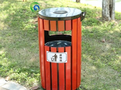 户外垃圾桶 学下环卫分类垃圾箱 室外钢木垃圾桶