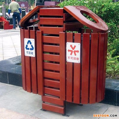 户外旅游区垃圾桶  环保街道垃圾筒  室外小区公园木质环卫垃圾箱  金属木质果皮箱