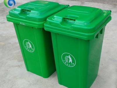 东莞祥兆 带盖无轮80L户外塑料垃圾桶,环卫专用全新加厚80升塑胶垃圾箱