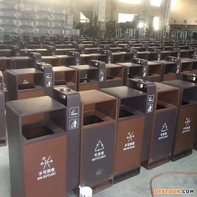 厂家定制 献县户外景区垃圾桶 双桶分类垃圾箱 双色烤漆果皮箱 环康供应