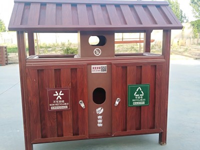 沐荷 厂家供应 环卫垃圾桶铝合金垃圾箱人字顶小屋造型 定做