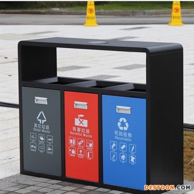 山东益恒厂家直销 重庆铁质金属分类垃圾桶品牌-户外垃圾桶