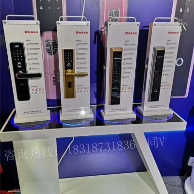 南宁工厂设计樱花指纹锁展示柜体验桌圆形摆台指纹锁展架批发