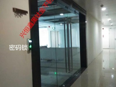 深圳罗湖玻璃门定做密码锁玻璃门维修黑钛金玻璃门