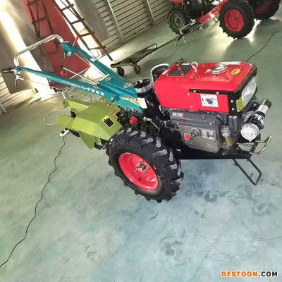 12马力电启动手扶拖拉机 柴油水冷手扶旋耕机 手扶拖拉机带覆膜机 常州手扶旋耕机价格