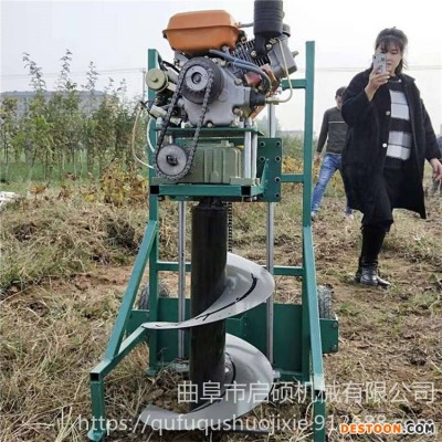 启硕机械 荒地专用挖坑打眼机 启硕小型四冲程挖坑机 林业果苗栽桩挖坑刨穴机视频