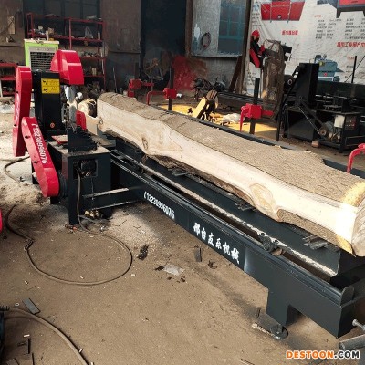 圆木推台锯厂家直销原木开料锯改板锯友乐木工机械设备YL1之5米推台锯 上下轴方木多片锯 小型木工多片锯