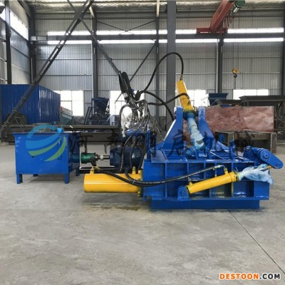 长期供应200吨卧式液压废铁销压块机  明启车床下脚料压块机 金属刨花压块机 六角 金属压块机 现货供应