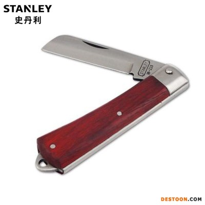 史丹利工具锰钢直刃电工刀 折叠红木手柄割刀剥线剥皮10-225-23  STANLEY工具