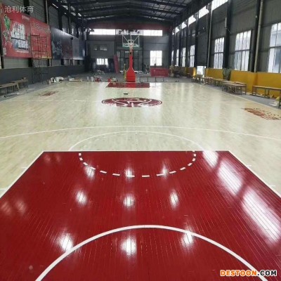 乌鲁木齐 沧利篮球馆木地板 篮球场馆专用运动木地板 进口原木22mm厚