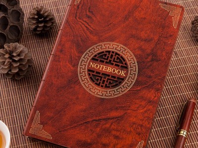 红木复古笔记本创意镂空雕花企业商务馈赠精装记事本可定制logo