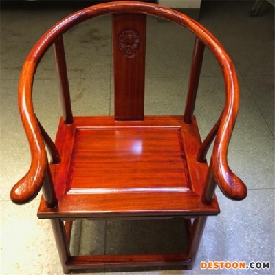 华夏龙德轩非洲红花梨圈椅原木明清仿古太师椅实木大板桌配套椅子