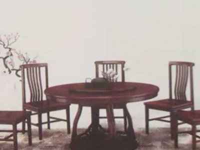 红木餐桌圆桌非洲酸枝木圆形圆桌新中式餐桌实木圆台桌椅组合