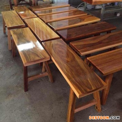 实木大板桌配件长条凳子巴花红木家具配套奥坎原木椅凳胡桃木板凳