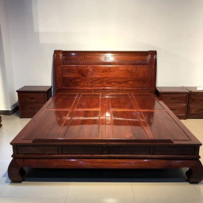 红木卧室家具刺猬紫檀大床价格实木大床1.8米三件套批发工厂