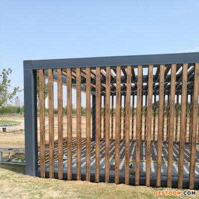 泰柚木色木纹漆 铁管黑管仿木纹漆图片 广之源仿古建筑木纹漆施工