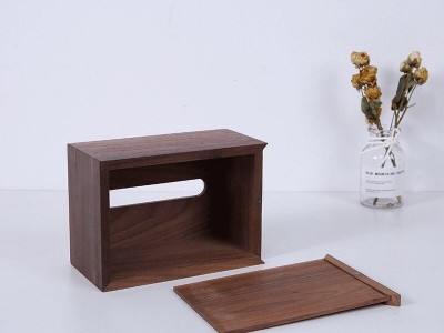 纸巾盒  多功能实木抽纸盒 木色木艺创意家居木质  餐巾纸盒 胡桃木桌面抽纸盒 简约客厅纸抽盒图1