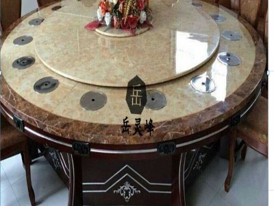 岚慧 电动餐桌转轴内部结构酒店电动圆桌旋转大餐桌鼓式红木餐桌橡木餐桌图片1544