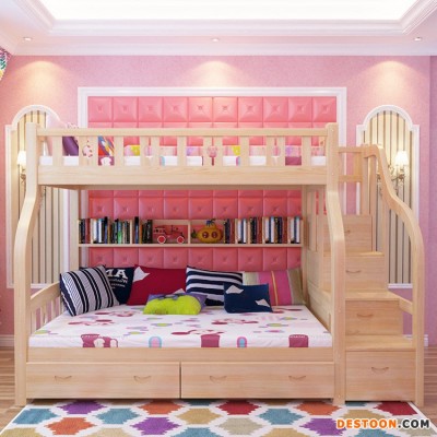 松木双层床 昆峰  双层床护栏 常年供应 儿童实木双层床