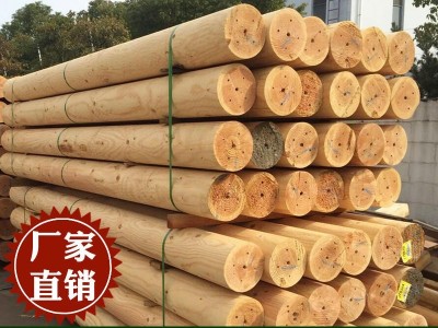 松木圆木柱子户外防腐木梁原木木方板材碳化木条实木圆木料木材