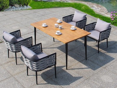 北欧户外桌椅创意花园藤编桌椅室内庭院餐桌椅组合阳台编织带椅