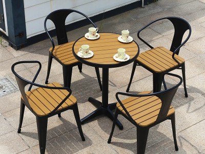 铁艺餐椅休闲洽谈铁皮椅子复古奶茶店咖啡厅桌椅组合实木美式乡村