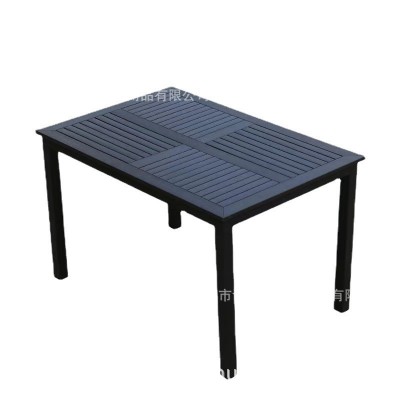 1米2长户外黑色长方形铝桌子庭院室外花园折装餐桌120cm长80cm宽