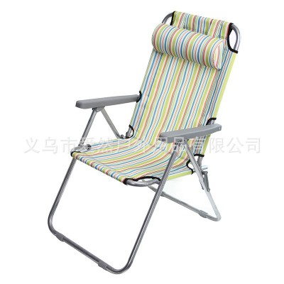 厂家直 销折叠椅户外休闲折叠椅便携式带枕头三档调节沙滩椅