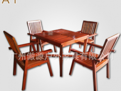 现货供应实木桌椅 户外家具 花园休闲餐桌椅 楼盘小区供应产品图2