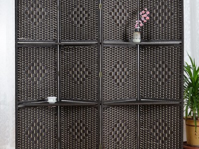 现代简约实木屏风隔断墙 客厅酒店藤编折屏移动隔断墙屏风玄关门图3