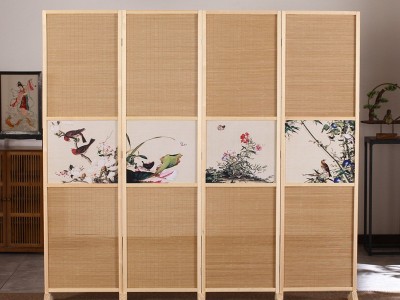 新中式实木竹编隔断屏风墙帘房间客厅卧室可折叠移动遮挡屏风隔断图4