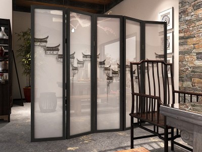 新中式实木屏风隔断客厅卧室酒店餐厅茶楼办公室折叠移动遮挡折屛图3