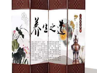 厂家直供中医养生馆美容院折屏布艺玄关 隔断屏风图2