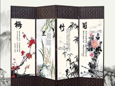 厂家直供中医养生馆美容院折屏布艺玄关 隔断屏风图5