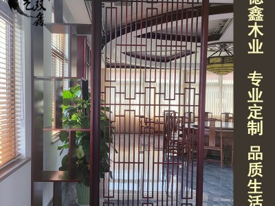 新中式实木玄关柜置物架 仿古简约客厅刺绣屏风隔断装饰柜餐边柜图2