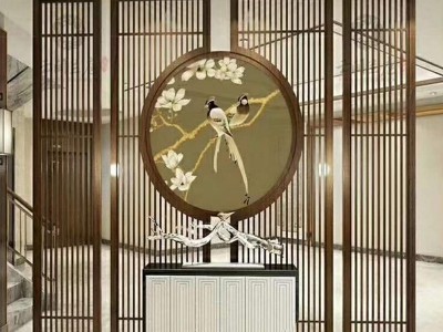 中式实木玄关隔断 客厅入户落地酒店茶室栅栏办公室座屏花格屏风图2