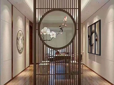 中式实木玄关隔断 客厅入户落地酒店茶室栅栏办公室座屏花格屏风图5